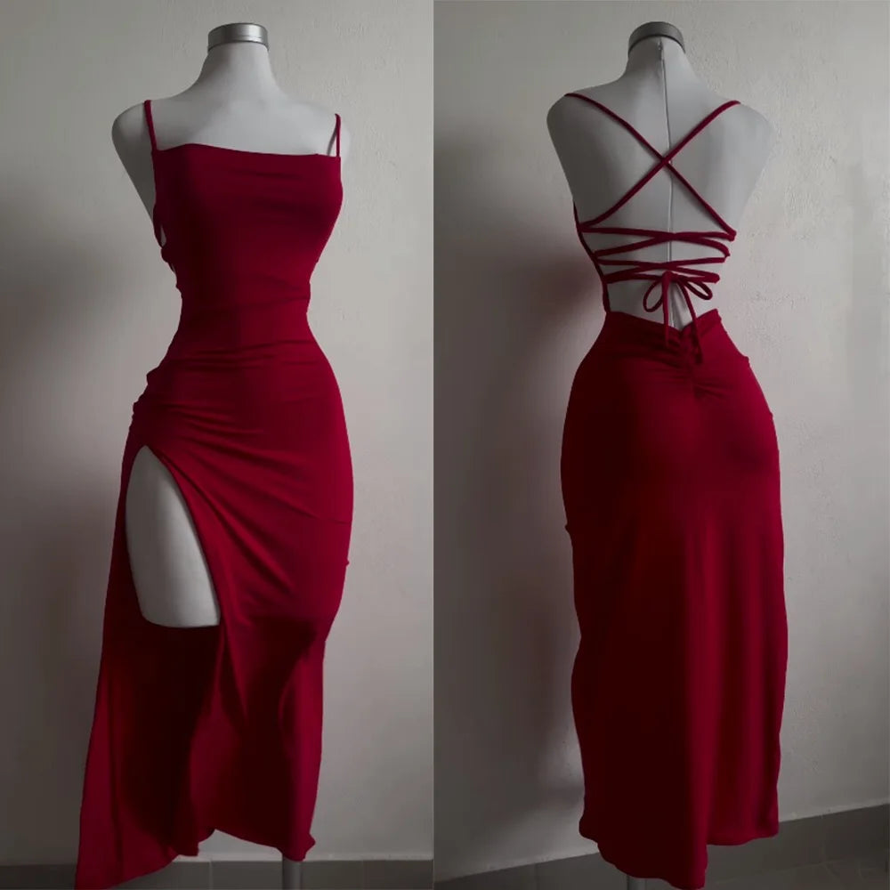 2025 new dress summer high sensibility halter Girl bag hip dress