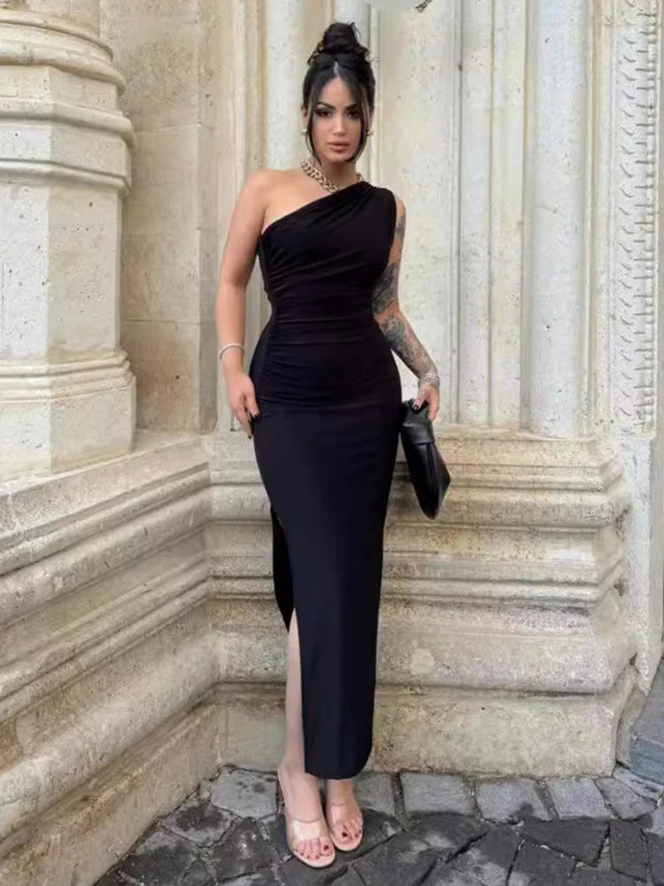 Summer Black New Dress Women Fashion Sexy Split Sleeveless Backless Slim Dress Female Casual Club Elegant Lady Party Dress