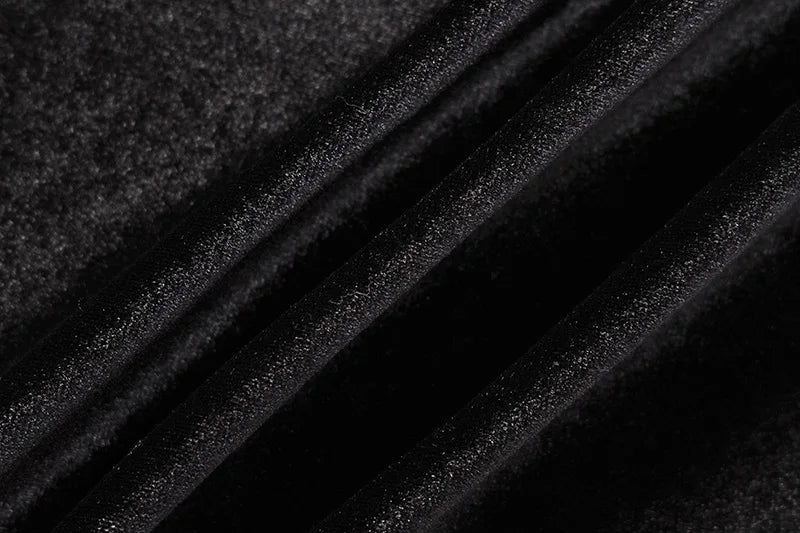2025 Autumn Winter Women Solid Velvet Long Sleeve Ruched Midi Dress Side Slit Bodycon Sexy Streetwear Party Elegant Club