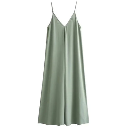 Dress Women 2025 Summer Women's Loose Dresses Sleeveless Thin Straps Black Long Dresses Backless Beach Holiday Dresses