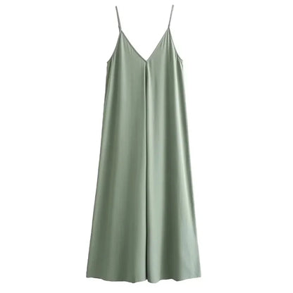 Dress Women 2025 Summer Women's Loose Dresses Sleeveless Thin Straps Black Long Dresses Backless Beach Holiday Dresses