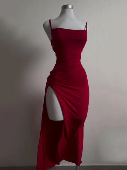 2025 new dress summer high sensibility halter  Girl bag hip dress