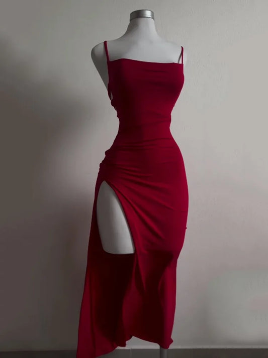 2025 new dress summer high sensibility halter  Girl bag hip dress