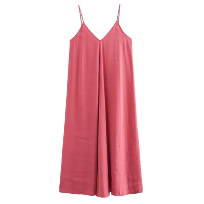 Dress Women 2025 Summer Women's Loose Dresses Sleeveless Thin Straps Black Long Dresses Backless Beach Holiday Dresses