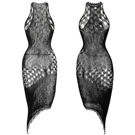 1PC Sexy Women Fishnet See Through Cover Up Bodysuit Hollow Out Halter Beachwear Bodystocking Without Underwear Swimsuit