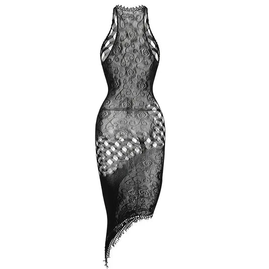1PC Sexy Women Fishnet See Through Cover Up Bodysuit Hollow Out Halter Beachwear Bodystocking Without Underwear Swimsuit