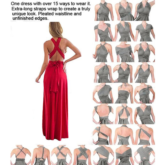 Sexy Women Multiway Wrap Convertible  Red Dress Bandage Long Dress Party Bridesmaids Infinity Robe Longue Femme